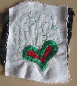 embroidering the templates with silk - backside